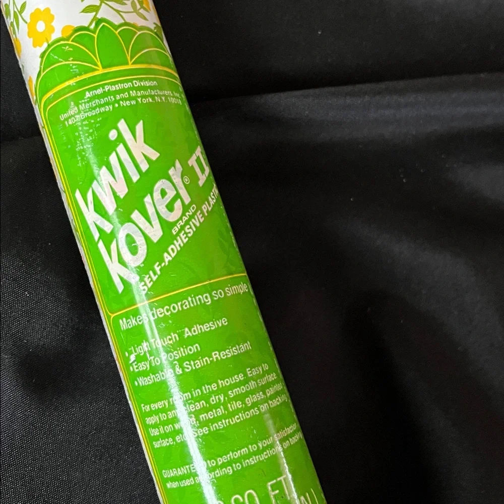 Vtg NOS Kwik Kover II Plastic Self Adhesive Shelf Liner Roll 70s Floral MCM